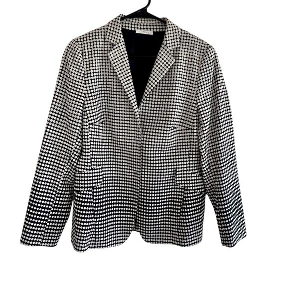 Akris Punto Dot Ombre Fade Snap Front Blazer Size 12 Black White - Picture 1 of 6